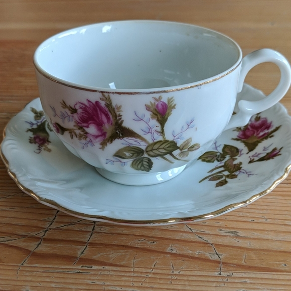 Kitchen | Moss Rose Tea Cup And Saucer | Poshmark